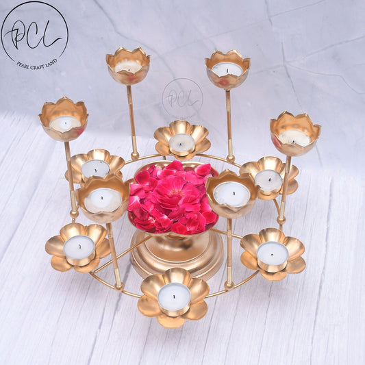 Exclusive Floral Urli with Tealight Candle Holder with Stand Diwali Special