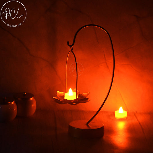 Exclusive Hanging Diya With Floral Tea-Light Candle Holder