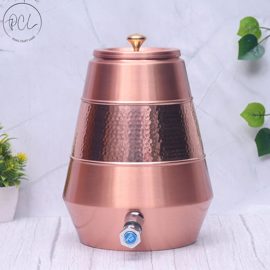 Pure Copper Water Dispenser Conical Half Hammered Designed Capacity 5000 ML.