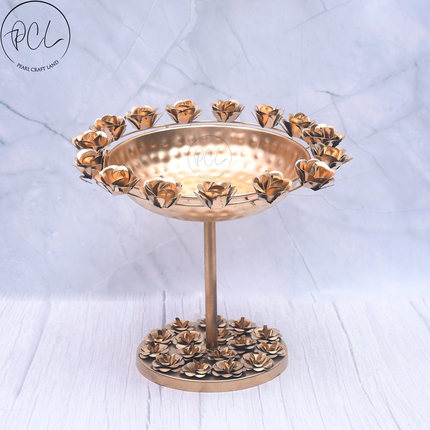 Beautifully Designed Rose Urli with Stand Bowl for Home Decor Diwali Special