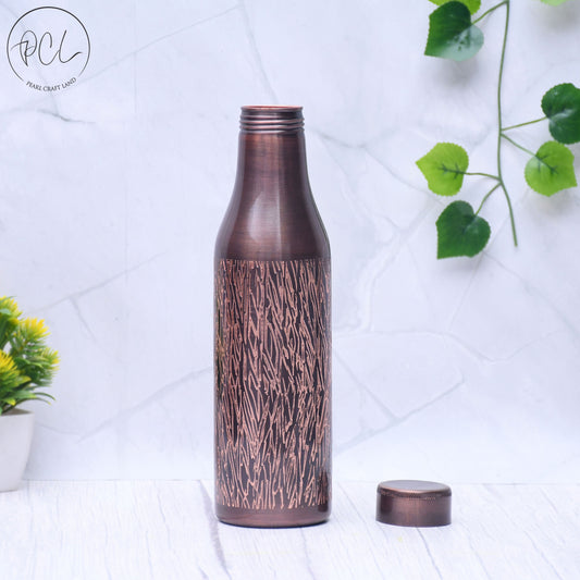 Pure Copper Water Bottle Light Curved Antique Black Design Capacity 1000ML