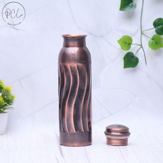 Pure Copper Water Bottle Antique Swirl Design Capacity 1000ML