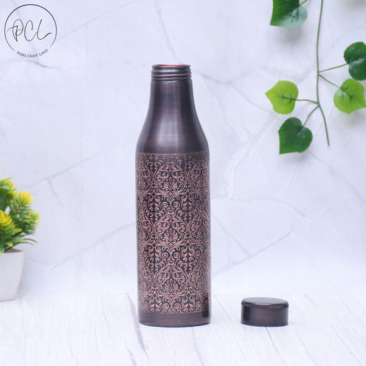 Pure Copper Water Bottle Black Antique Design With Beautiful Looks Capacity 1000ML