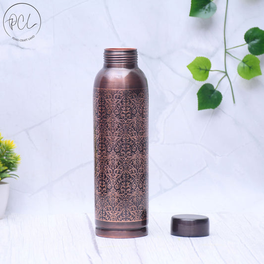 Pure Copper Water Bottle Milton Antique Engraved Design Capacity 1000ML