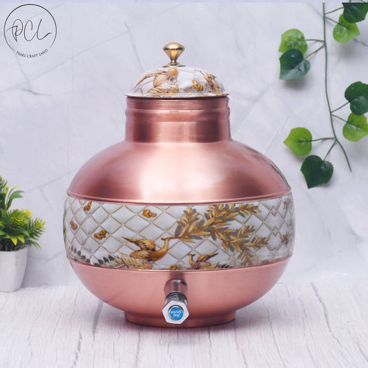 Pure Copper Water Dispenser Half Enamel Ghada/Pot Water Dispenser Capacity 5000ML