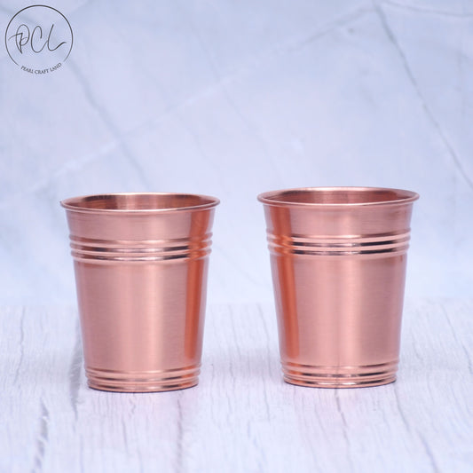 Pure Copper Water Glass Set of 2 Ring Design Tumbler Capacity 300ML