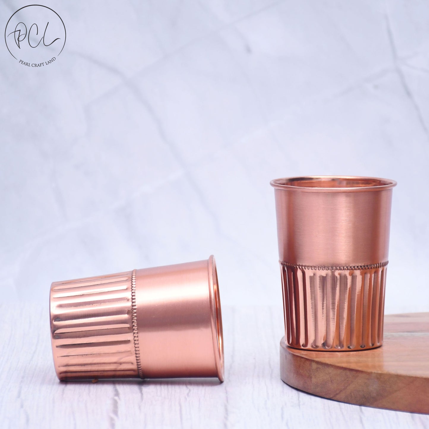 Pure Copper Water Glass Set of 2 Half Rope Design Tumbler Capacity 300ML