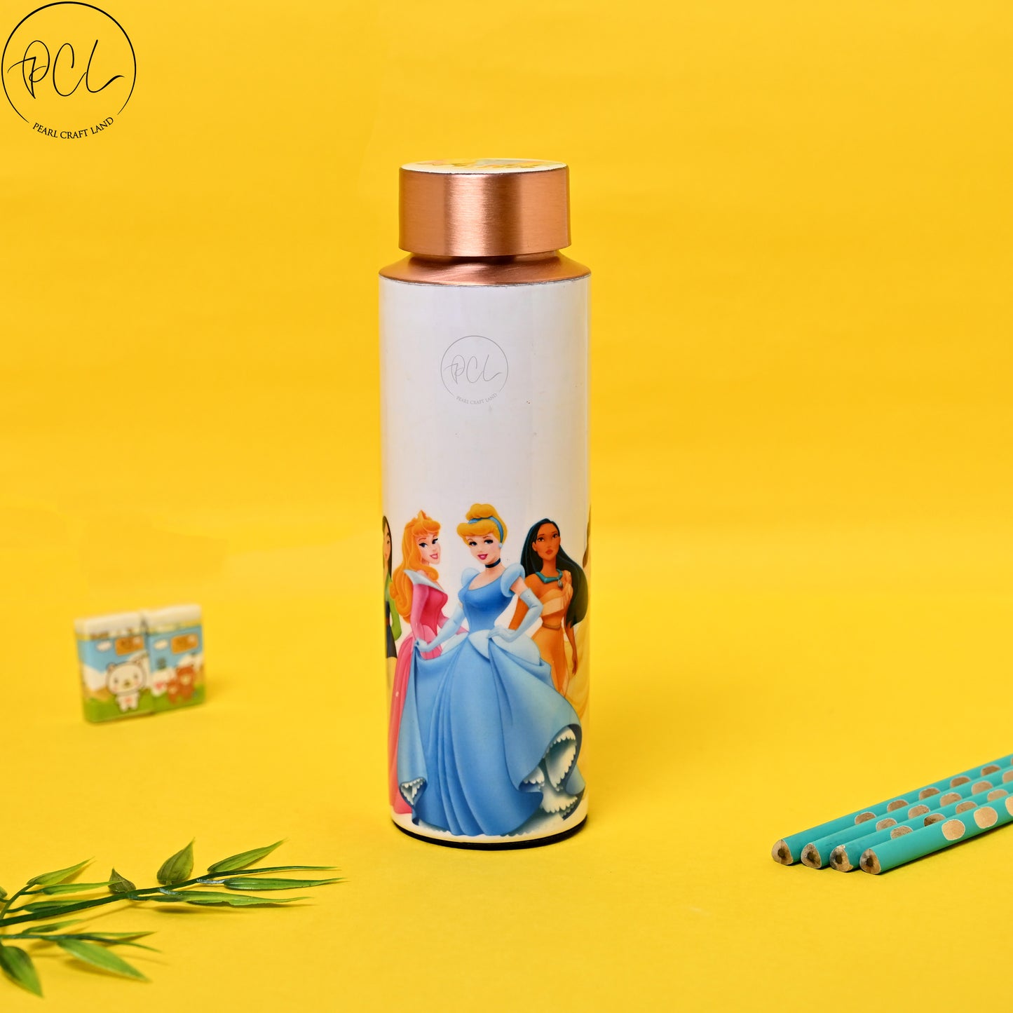 PCL Copper Kids Cinderella Princesses Cartoon Water Bottle | 400 ml