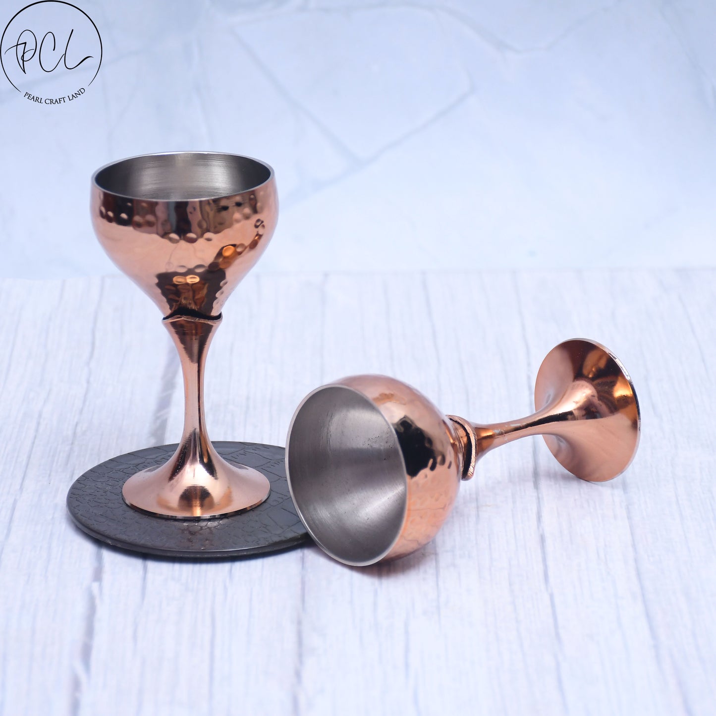 Beautifully Designed Copper Finished Round Tequila Glass Set of 2 Barware