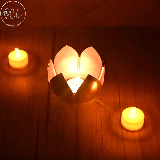 Lotus Shaped Tea- light with Copper Finish