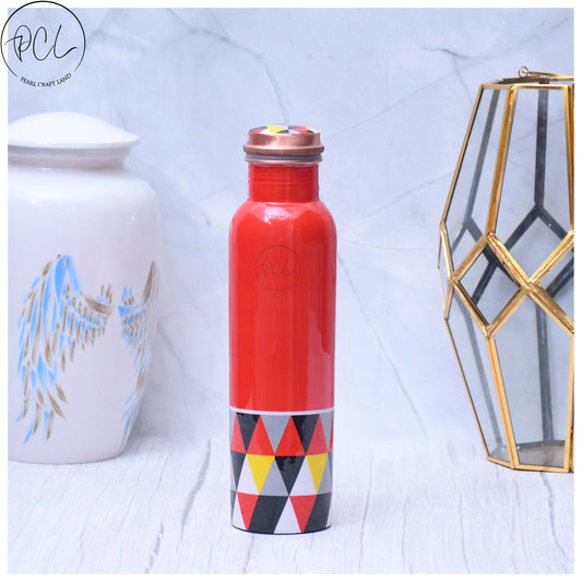 Exclusive Triangle Design Printed Copper Water Bottle Leak Proof Capacity 1000 ML