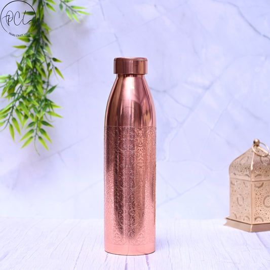 Pure Copper Hammered Design Water Bottle Plain Unique Design Capacity 1000ML