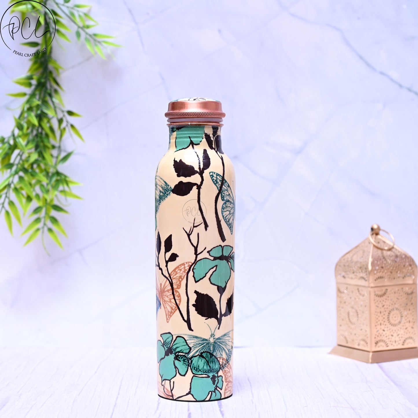 Pure Copper Nature  Printed Water Bottle with Leak Proof Capacity 1000 ML.