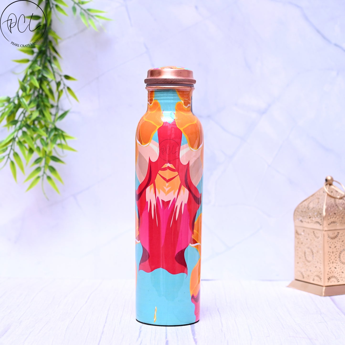 Pure Copper Noble Thought Printed Water Bottle with Leak Proof Capacity 1000 ML.