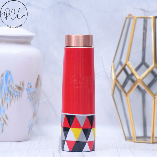New Triangle Design Printed Copper Water Bottle Leak Proof Capacity 1000 ML