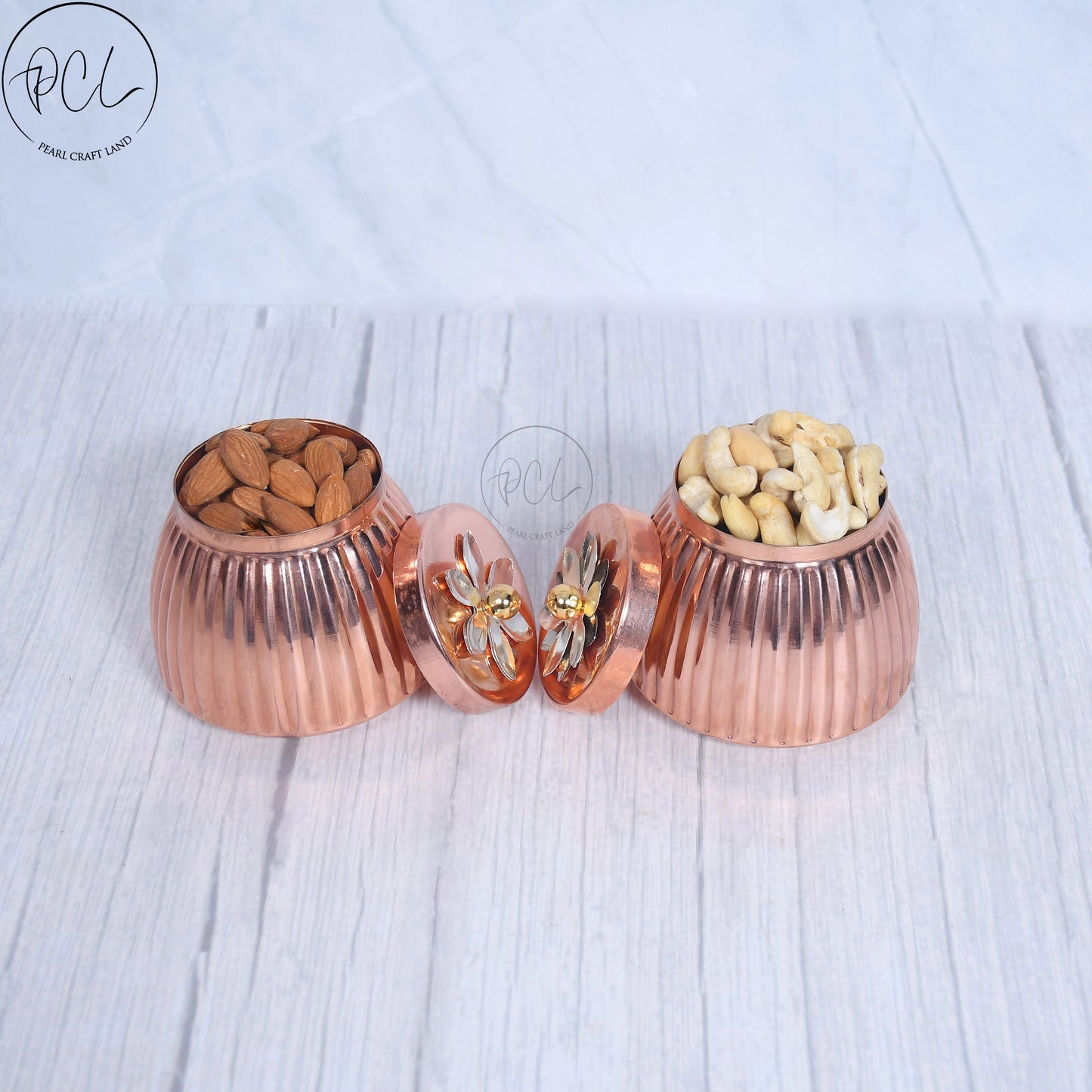 Exclusive Copper Rope Design Dry-Fruit Pot with Gifting Box Set of 2