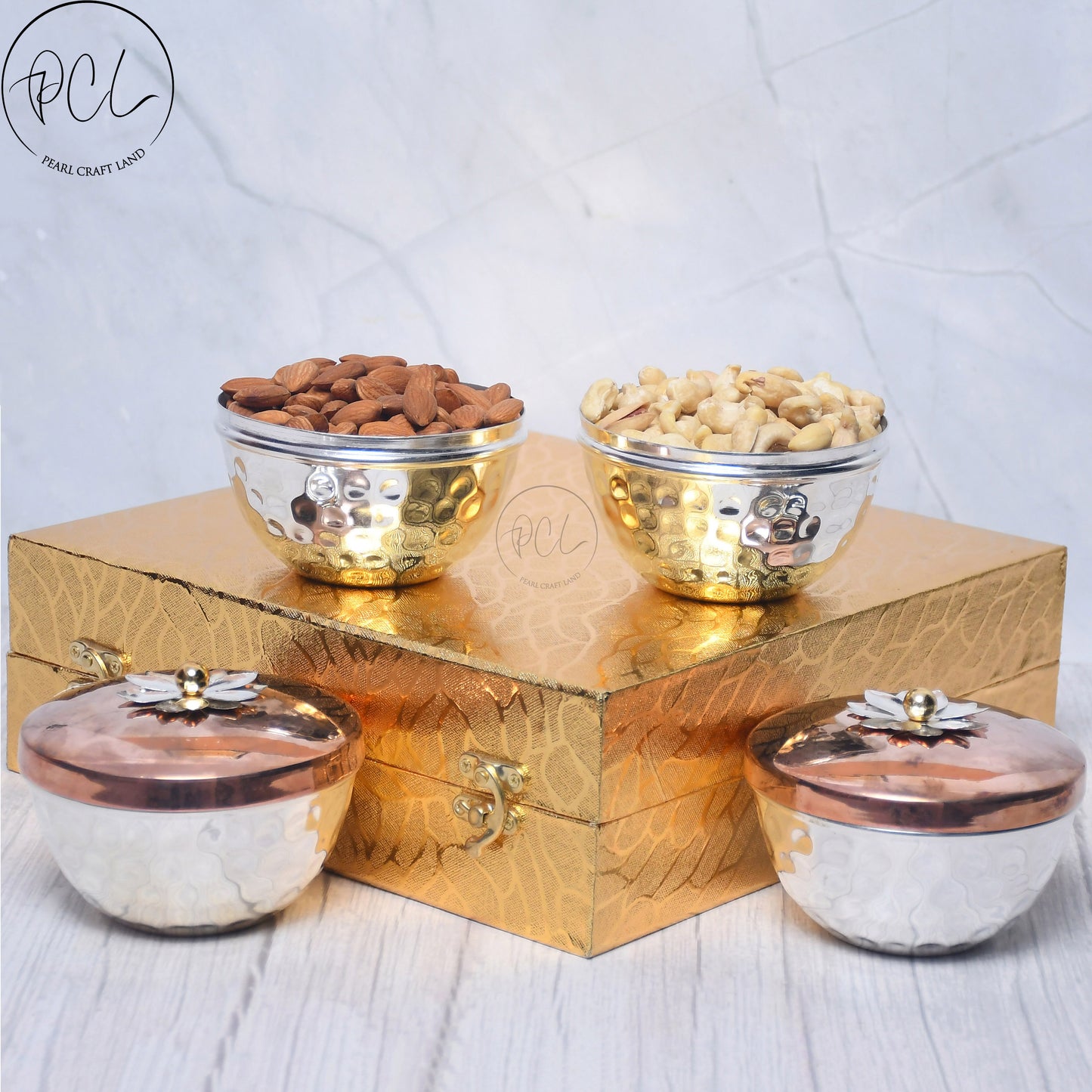 Exclusive Silver Hammered Dry Fruit Bowl with Gifting Box Set of 4
