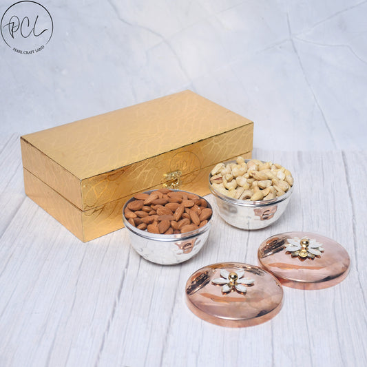 Exclusive Silver Hammered Dry Fruit Bowl with Gifting Box Set of 2