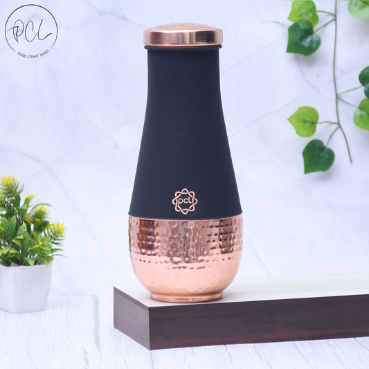 Pure Copper Silk Black Tulip Jar with Inbuilt Glass Capacity 1400ML