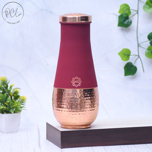 Pure Copper Silk Red Cherry Tulip Jar with Inbuilt Glass Capacity 1400ML