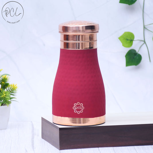 Pure Copper Silk Red Cherry Bedside Jar with Inbuilt Glass Capacity 1000ML