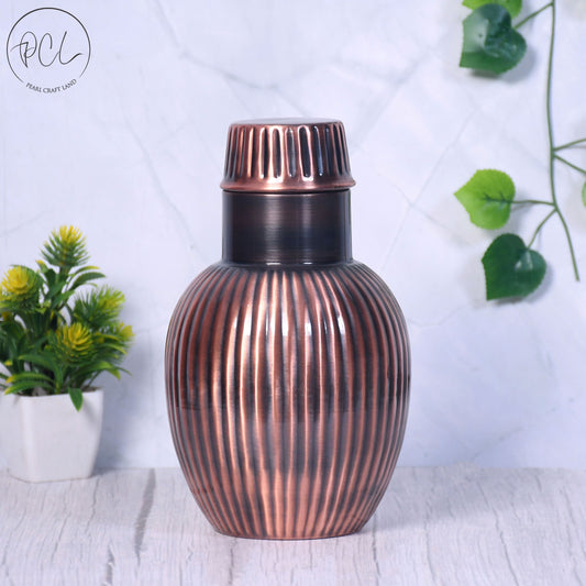Pure Copper Bedside Apple Jar Line Punch Antique Rope with In-Built Glass Capacity 1200ML