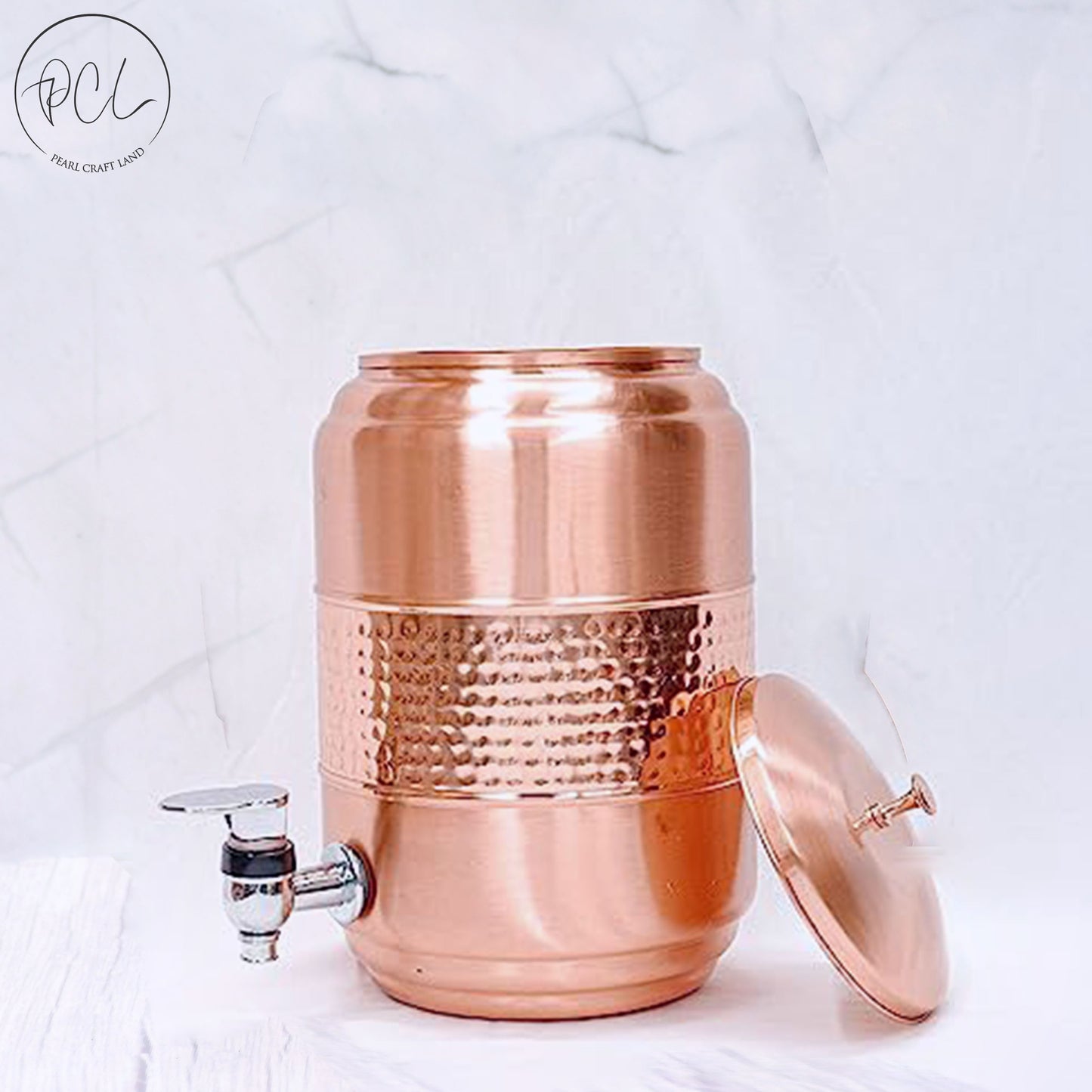 Pure Copper 5 Litre Half Hammered Water Dispenser (Matka) 5000ML