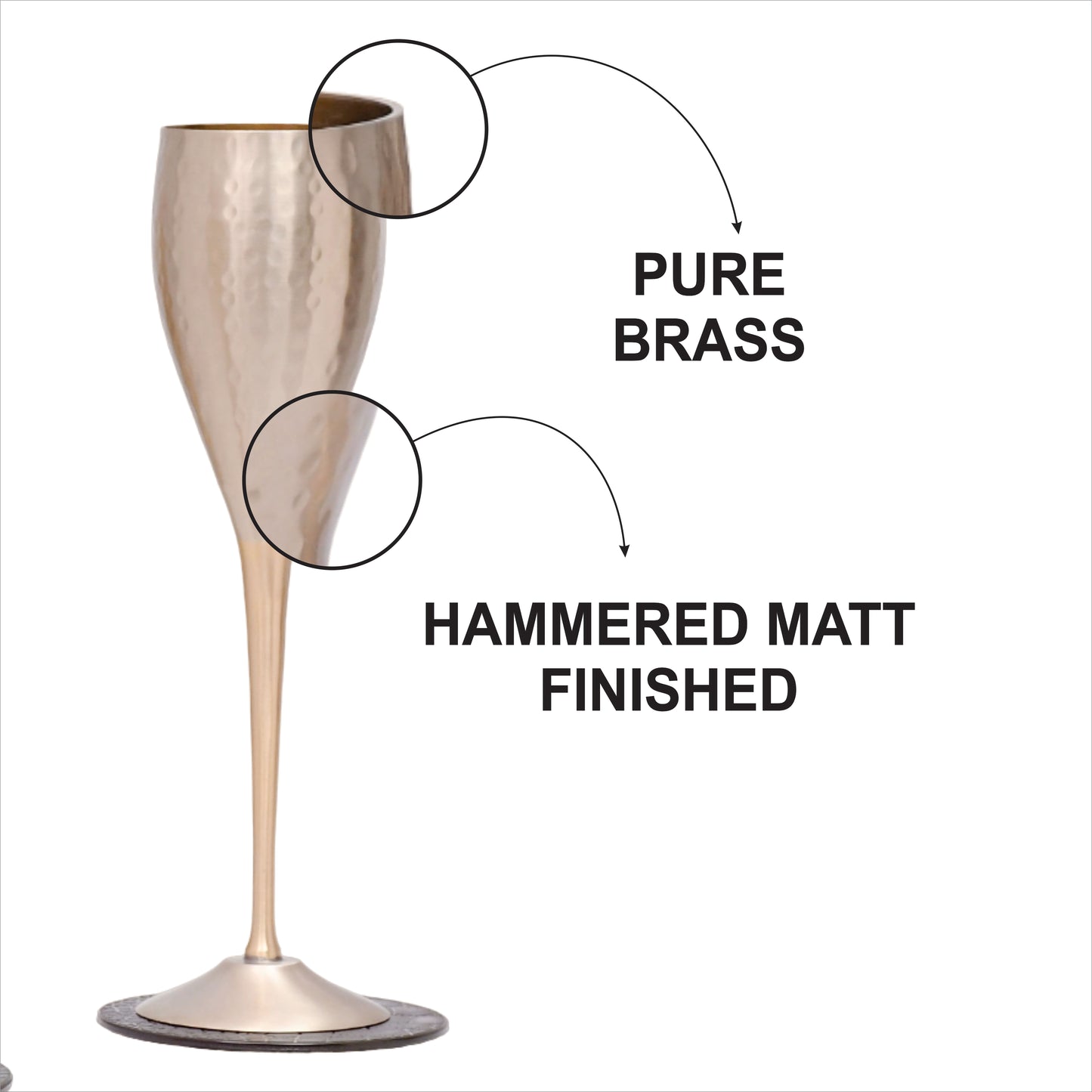 Beautifully Designed Round Brass Matt Finished Goblet Glasses | Set of 2