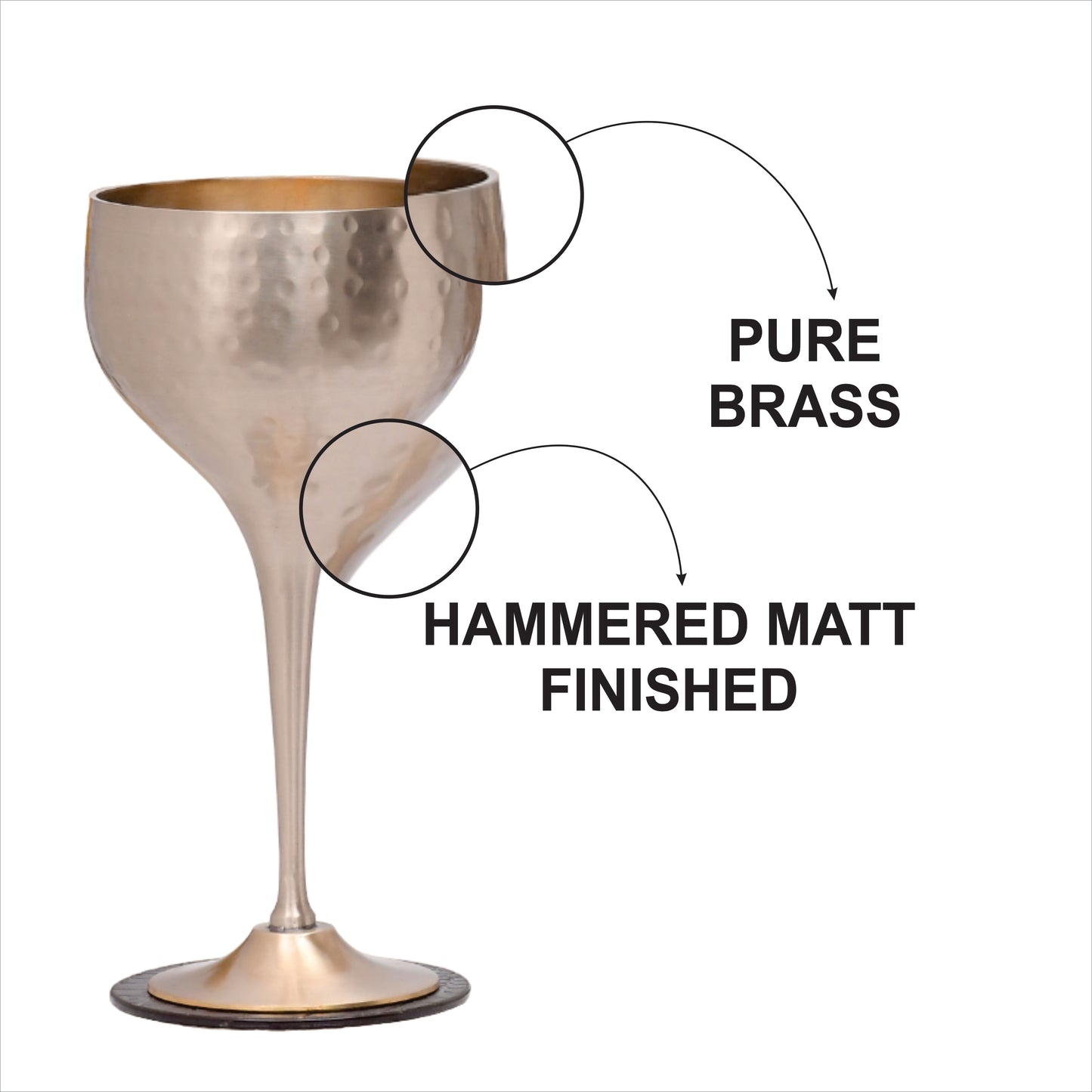 Beautifully Designed Pakiza Brass Matt Finished Goblet Glasses | Set of 2