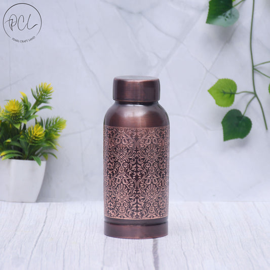 Pure Copper Water Bottle Milton Antique Engraved Design Capacity 500ML (Small)