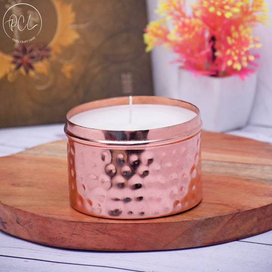 Copper Finish Hammered Votive with Soy Wax Candle French Vanilla