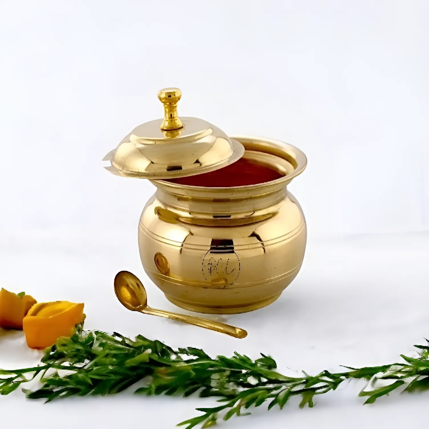 PCL Brass Ghee Pot 100% made up of pure brass with a classic look.