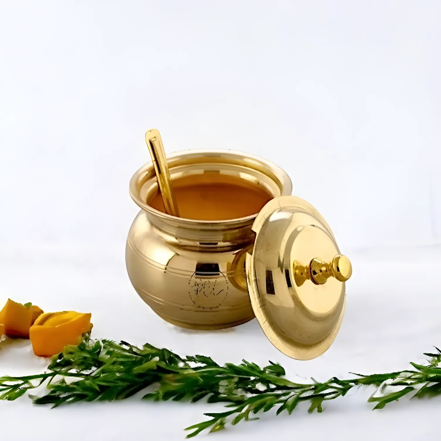 PCL Brass Ghee Pot 100% made up of pure brass with a classic look.