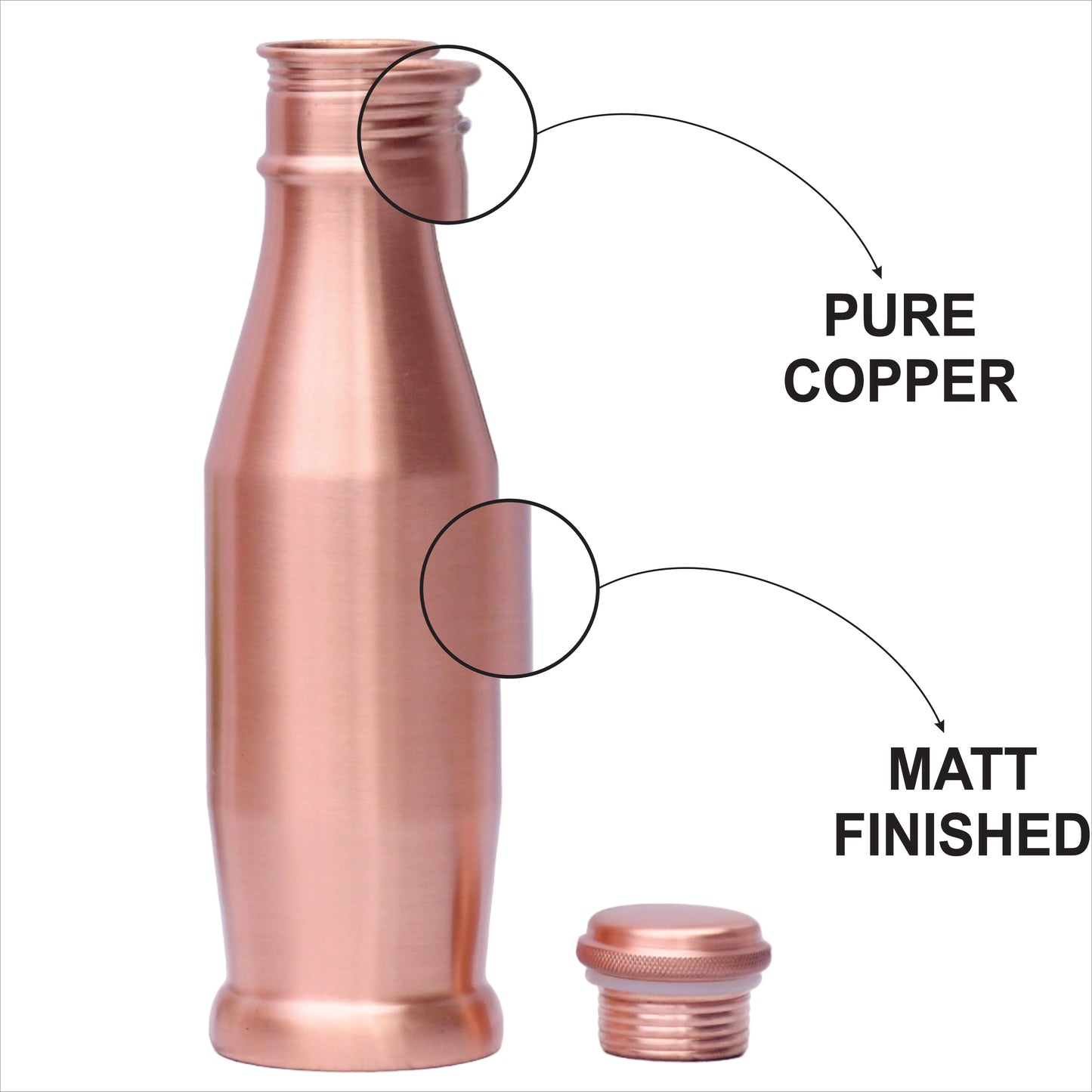 Pure Copper Water Bottle Plain Unique Design Capacity 1000ML