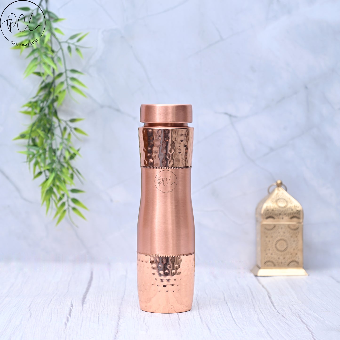 Pure Copper Half Hammered Water Bottle