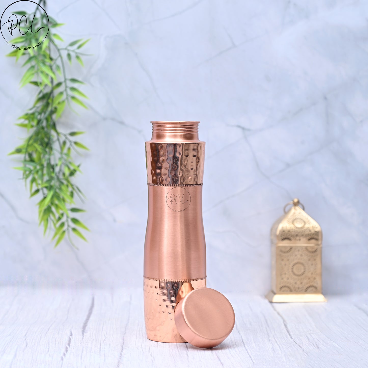 Pure Copper Half Hammered Water Bottle