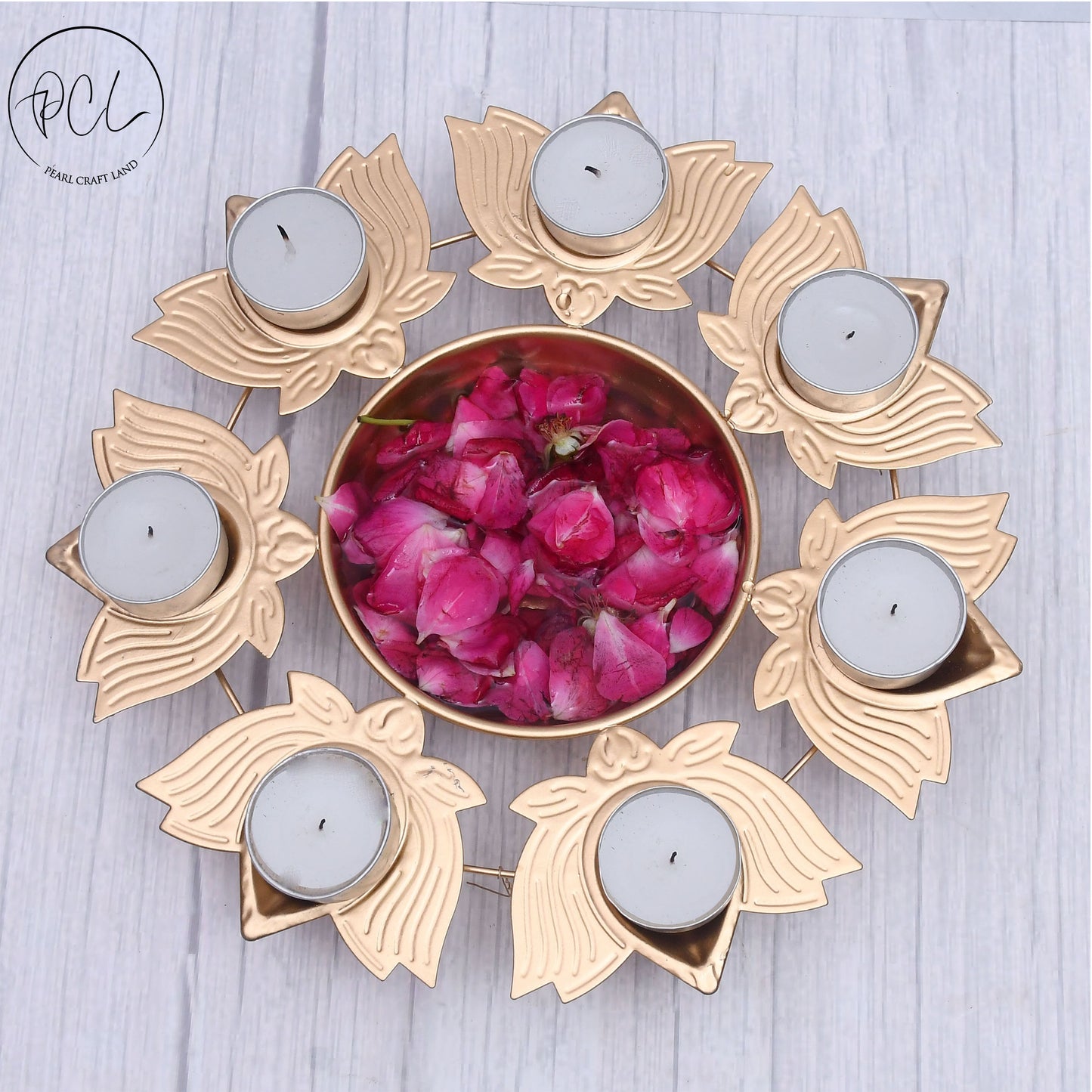 Exclusive Lotus Diya Urli Set Of 3 with Tea-Light Holder for Home Decor