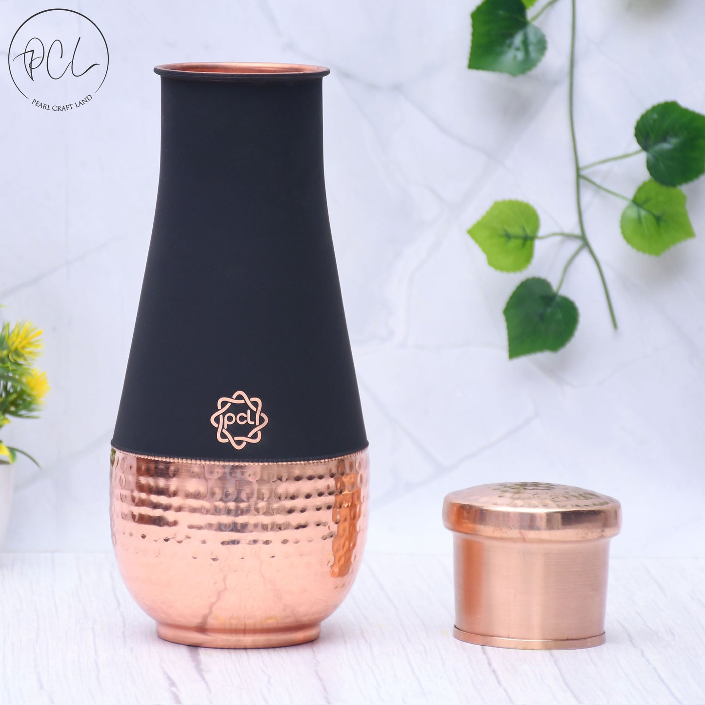 Pure Copper Silk Black Tulip Jar with Inbuilt Glass Capacity 1400ML