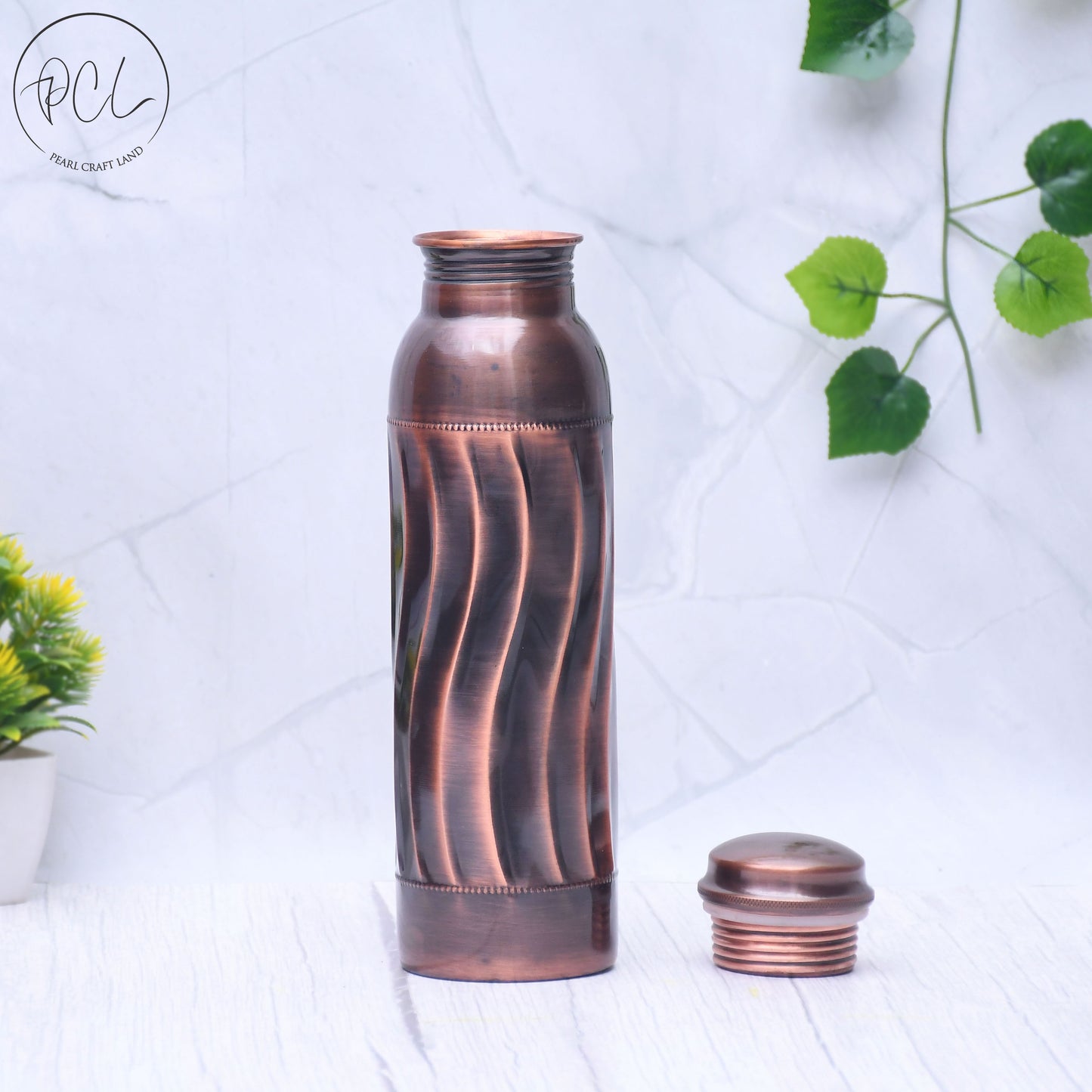 Pure Copper Water Bottle Antique Swirl Design Capacity 1000ML