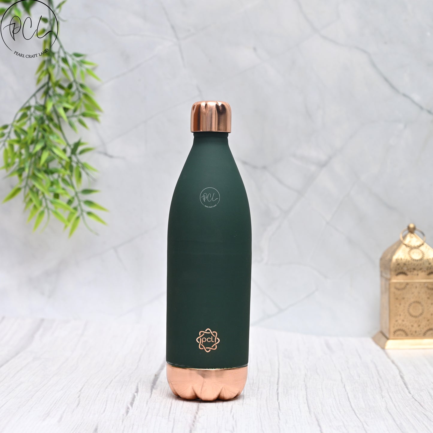 Pure Copper Atlas Bottle Silk ( Green ) 1000 ML