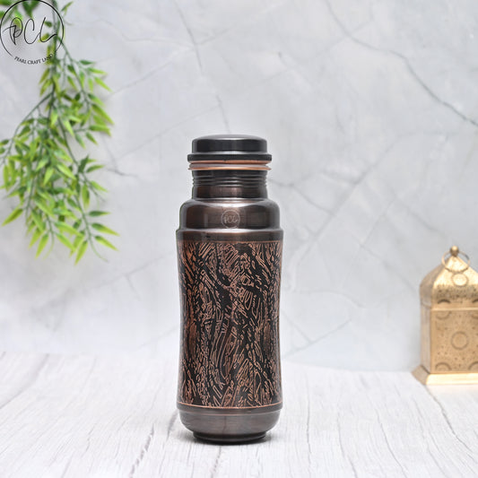 Pure Copper Water Bottle Black Antique Ozone Design Capacity 1300ML