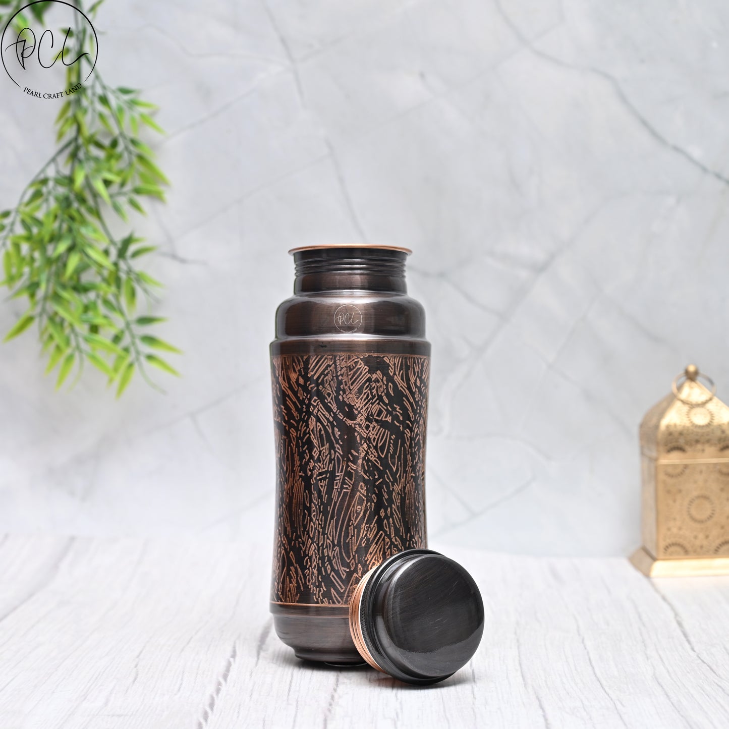 Pure Copper Water Bottle Black Antique Ozone Design Capacity 1300ML