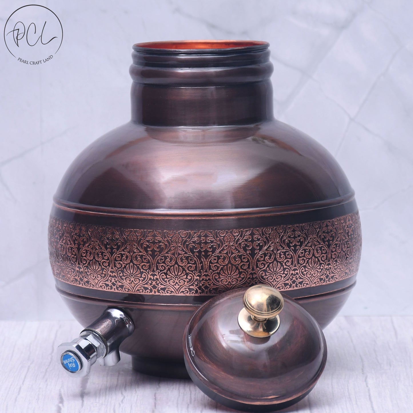 Pure Copper Antique Engraved Ghada/Pot Water Dispenser Capacity 8000ML