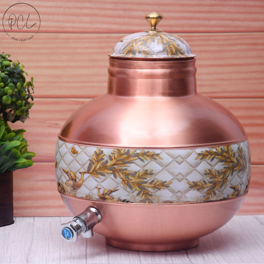 Pure Copper Water Dispenser Half Enamel Ghada/Pot Water Dispenser Capacity 8000ML