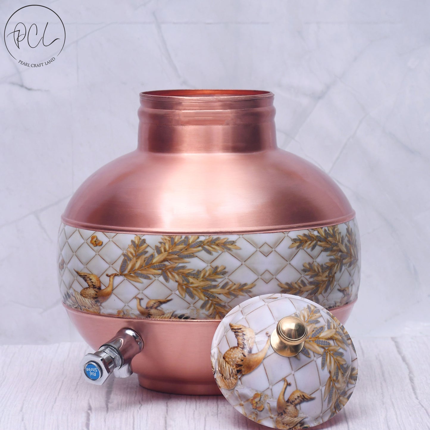 Pure Copper Water Dispenser Half Enamel Ghada/Pot Water Dispenser Capacity 8000ML