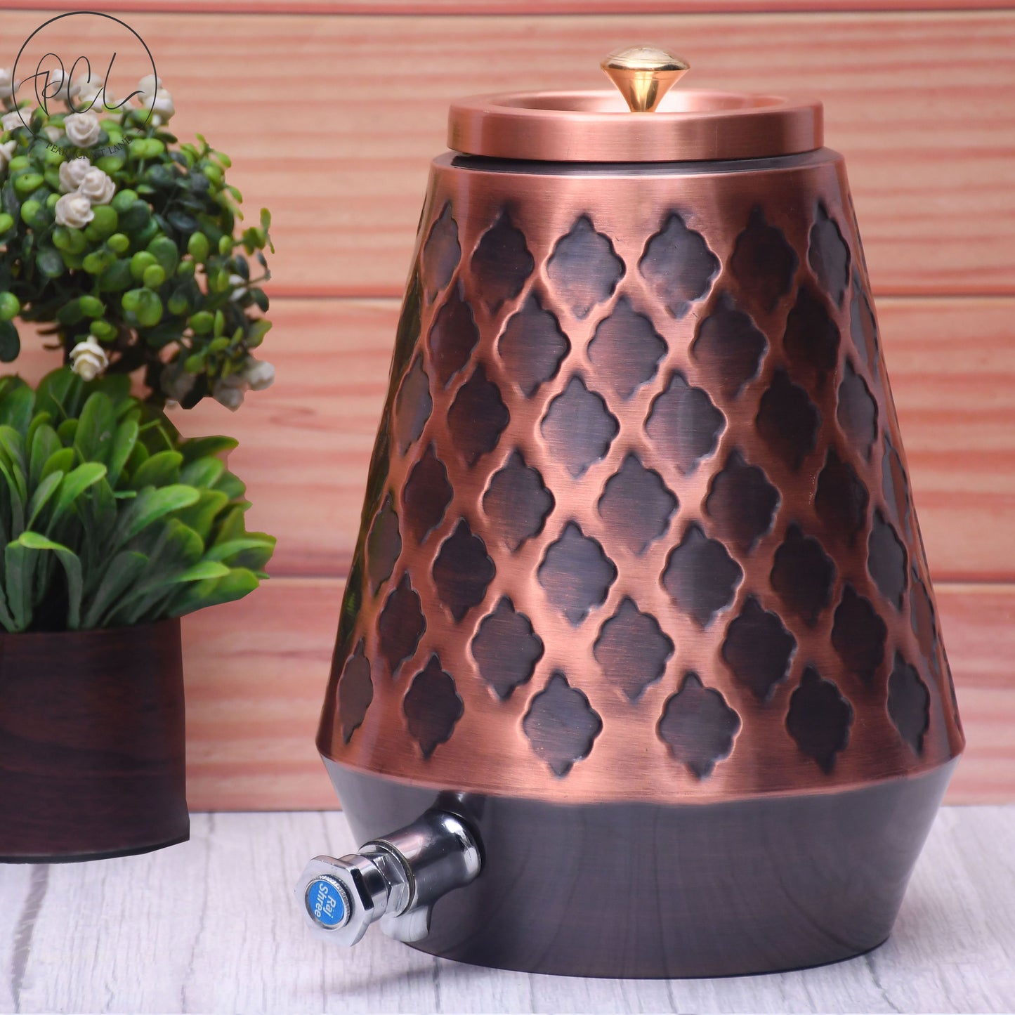 Pure Copper Conical Antique Kangura Designed Capacity 8000 ML