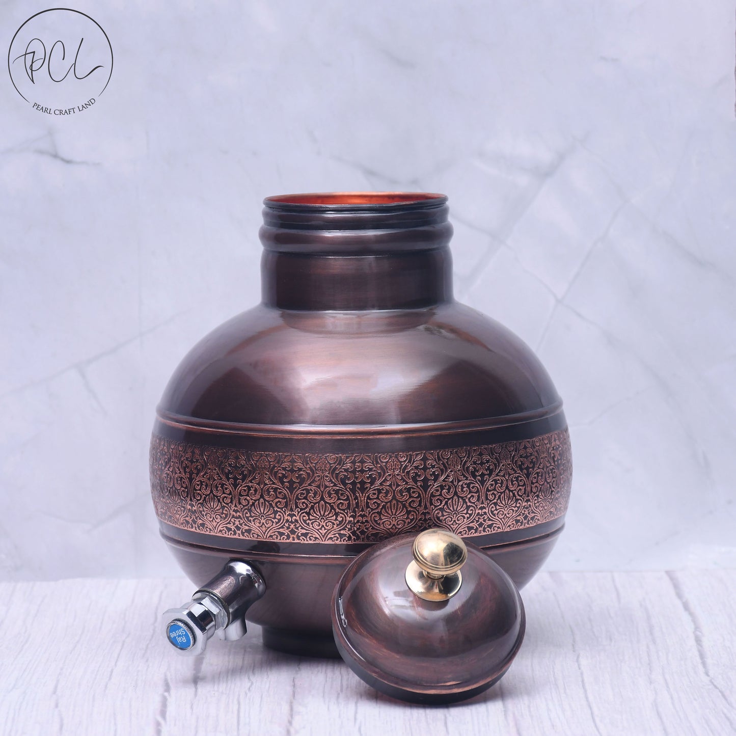 Pure Copper Water Dispenser Antique Engraved Ghada/Pot  Capacity 5000ML