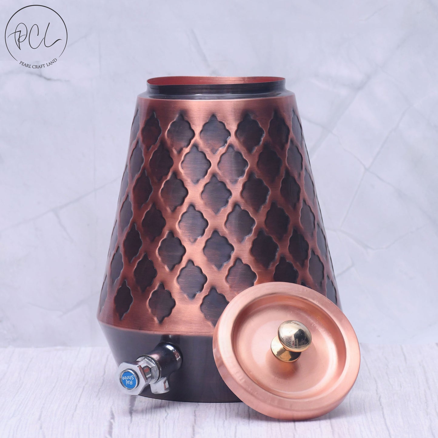 Pure Copper Water Dispenser Conical Antique Kangura Designed Capacity 5000 ML