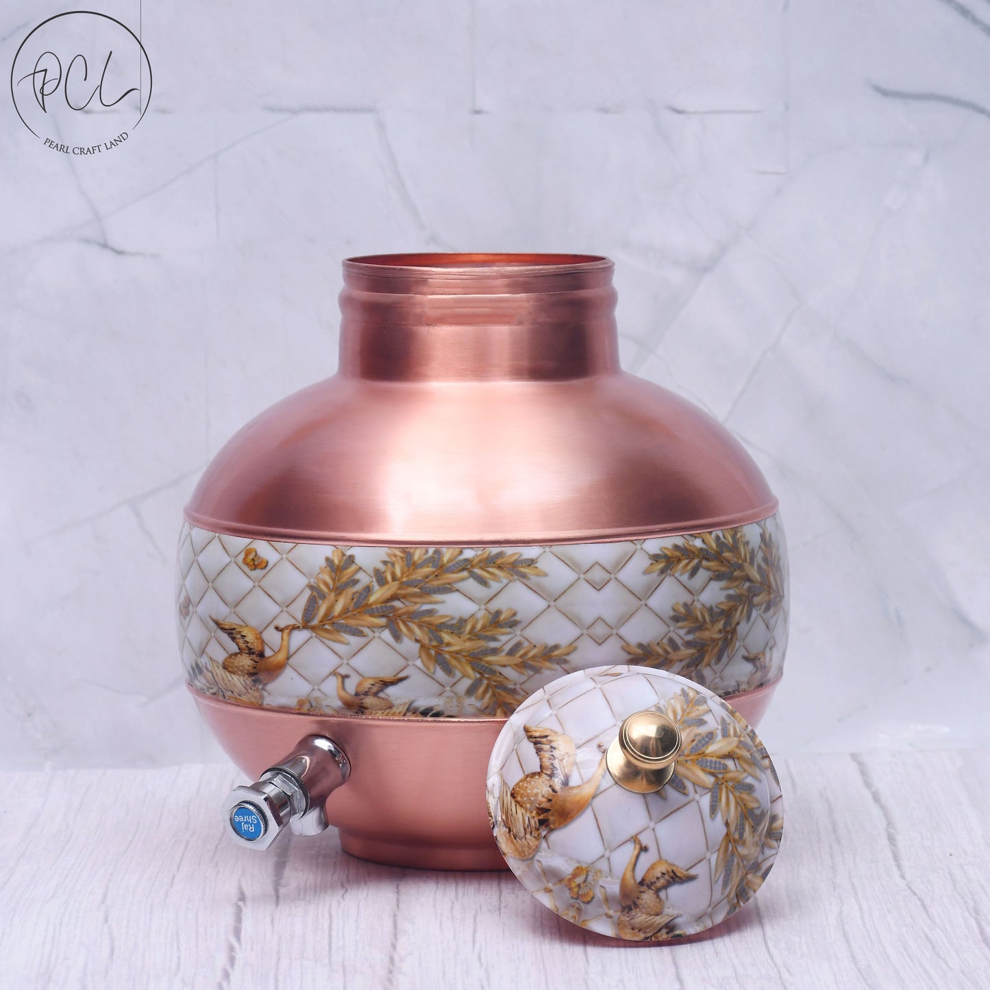 Pure Copper Water Dispenser Half Enamel Ghada/Pot Water Dispenser Capacity 5000ML