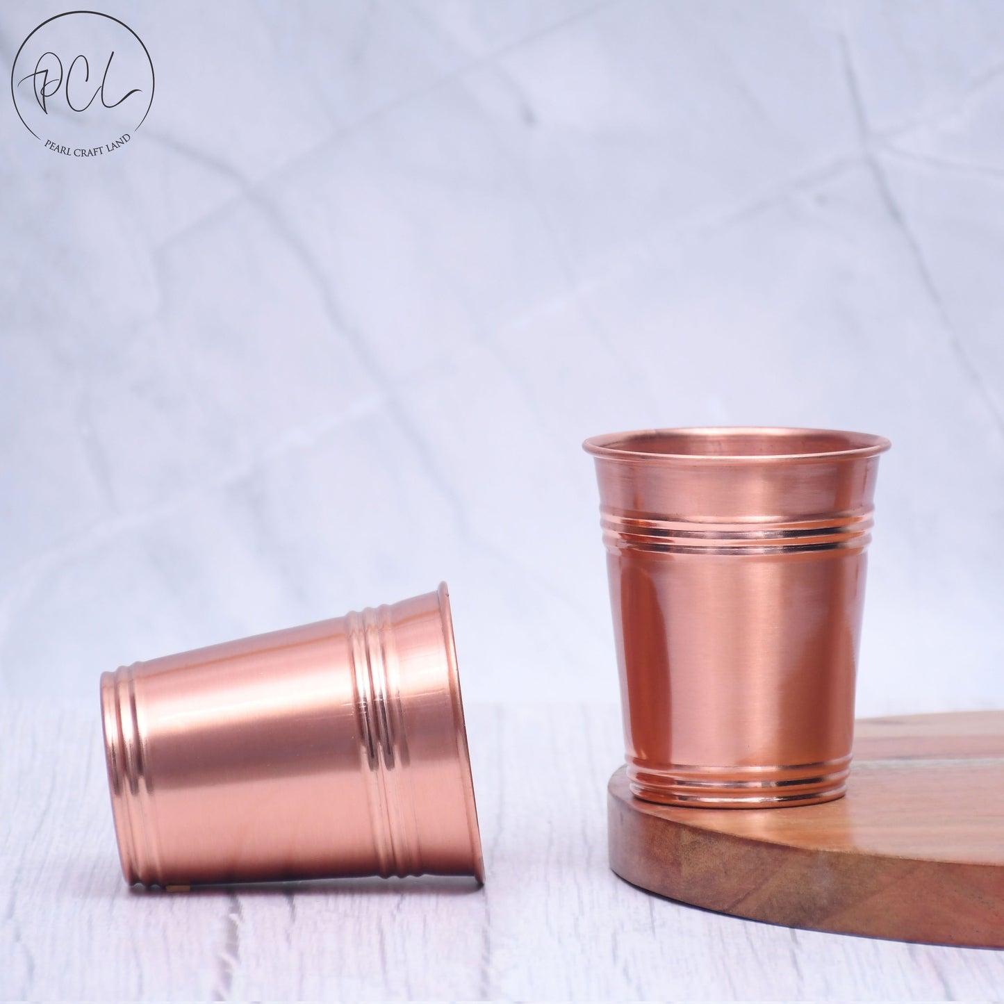 Pure Copper Water Glass Set of 2 Ring Design Tumbler Capacity 300ML